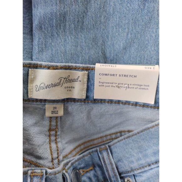 Universal Thread High-Rise Comfort Stretch Straight Jeans 2R Size Light Denim - Picture 2 of 10